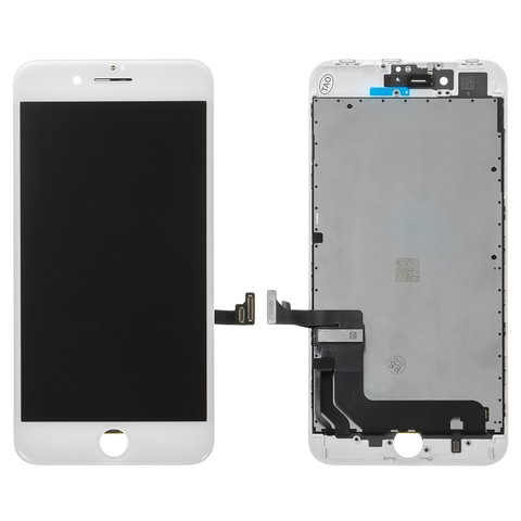 Дисплей для Apple iPhone 8 Plus, белый, с рамкой, Оригинал переклеено стекло 