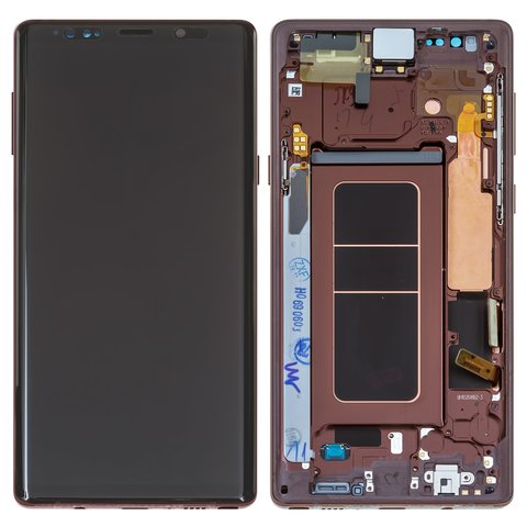 Дисплей для Samsung N960 Galaxy Note 9, коричневий, золотистий, з рамкою, Original PRC , metallic Copper, original glass