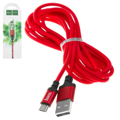 USB кабель Hoco X14, USB тип A, micro USB тип B, 200 см, 2 A, червоний