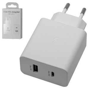 Мережевий зарядний пристрій EP TA220, 35 Вт, Power Delivery PD , білий, 2 порта, service pack box