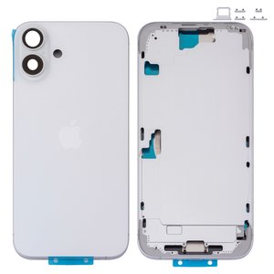 Корпус для iPhone 16 Plus, білий, з тримачем SIM карти, з боковими кнопками, Original PRC , EU version