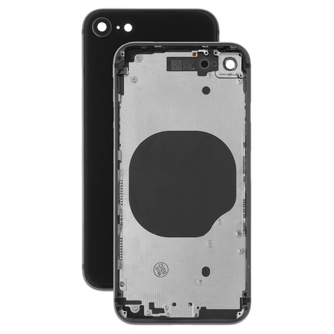 Housing compatible with iPhone 8, black, with SIM card holders, with side buttons 