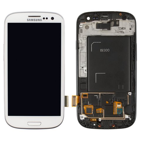 Pantalla LCD puede usarse con Samsung I9300 Galaxy S3, blanco, con marco, original vidrio reemplazado 