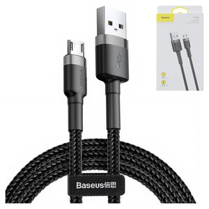 USB Cable Baseus Cafule, USB type A, micro USB type B, 100 cm, 2.4 A, black, two side micro USB type B, nylon braided  #CAMKLF BG1