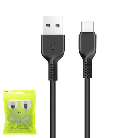 USB Cable Hoco X13, USB type A, USB type C, 100 cm, 2.4 A, black  #6957531061182