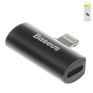 Adapter Baseus L46, Lightning to Dual Lightning 2 in1, doesn't support microphone , Lightning, black, 2 A  #CAL46 01