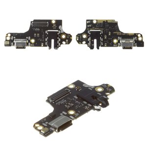 Flat Cable compatible with Xiaomi Redmi Note 9 Pro, Redmi Note 9S, headphone connector, charge connector, with microphone, with components, Original PRC , charging board, M2003J6A1G 