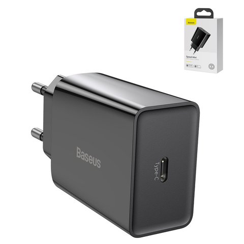 Сетевое зарядное устройство Baseus Speed Mini, 20 Вт, Quick Charge, черный, 1 порт, #CCFS SN01