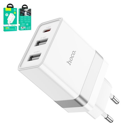 Mains Charger Hoco N21 Pro, 30 W, Quick Charge, white, 3 outputs  #6931474778789