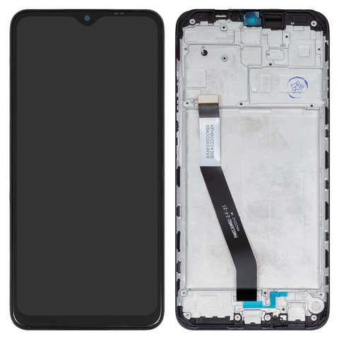 Дисплей для Xiaomi Redmi 9, черный, с рамкой, Оригинал переклеено стекло , M2004J19G, M2004J19C
