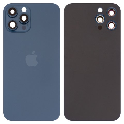 Panel trasero de carcasa puede usarse con iPhone 12 Pro Max, azul, con vidrio de cámara, small hole