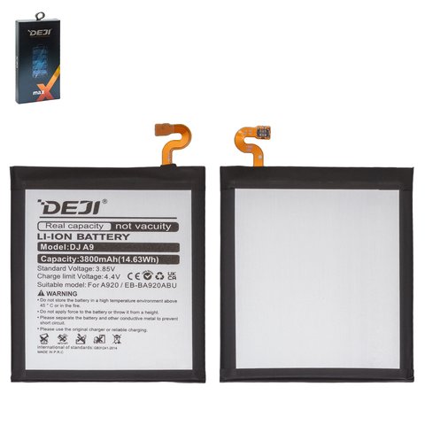 Battery Deji EB BA920ABU compatible with Samsung A920F DS Galaxy A9 2018 , Li ion, 3.85 V, 3800 mAh 