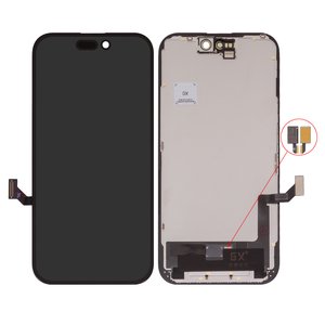 Pantalla LCD puede usarse con iPhone 15, negro, con marco, HC, sin microchip, OLED , GX OEM hard