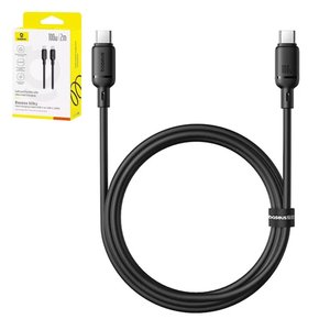 USB кабель Baseus Silky, 2xUSB тип C, 200 см, 100 Вт, черный, силиконовый, #P10377704113 01