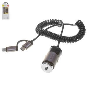 Автомобільний зарядний пристрій Baseus F629 1, 12 В, USB вихід 5В 2,4А , сіре, #CCALL EL0G