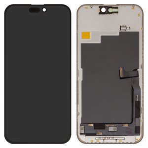 LCD compatible with iPhone 15 Pro Max, black, with frame, HC, OLED , YK OEM hard 