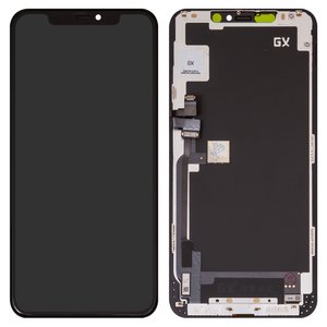 Дисплей для iPhone 11 Pro Max, черный, с рамкой, HC, AMOLED , GX OEM soft