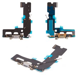 Cable flex puede usarse con iPhone 7 Plus, del conector de carga, del conector de auriculares, gris, con componentes