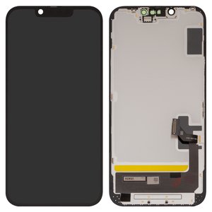 Pantalla LCD puede usarse con iPhone 14, negro, con marco, HC, OLED , OEM soft