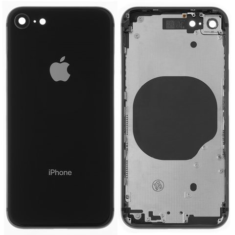 Корпус для iPhone 8, чорний, з тримачем SIM карти, з боковими кнопками