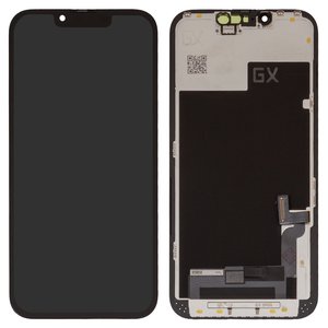 Дисплей для iPhone 13, черный, с рамкой, HC, без микросхемы, OLED , GX OEM hard