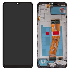 Дисплей для Samsung A037F Galaxy A03s, чорний, з рамкою, FLYCDI, з жовтим шлейфом, 160,5x72 mm 