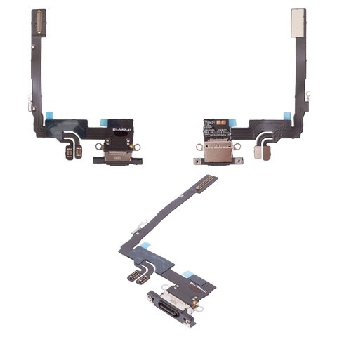 Шлейф для iPhone 16 Pro, коннектора зарядки, черный, с микрофоном, HC, black titanium