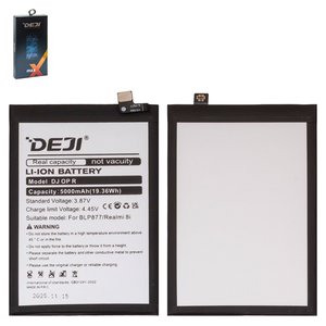 Аккумулятор Deji BLP877 для Realme 8, 8i, C35, Narzo 50i Prime, Note 50, Li ion, 3,87 B, 5000 мАч