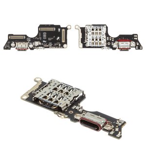 Шлейф для Oppo Reno12 Pro CPH2629 , конектора зарядки, з мікрофоном, з компонентами, з SIM конектором, High Copy, плата зарядки