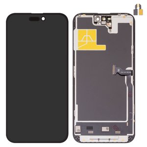 Дисплей для iPhone 14 Pro Max, черный, с рамкой, HC, без микросхемы, AMOLED , DD OLED soft, 120Hz