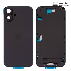 Корпус для iPhone 16 Plus, черный, с держателем SIM карты, с боковыми кнопками, Original PRC , EU version