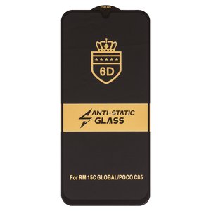 Защитное стекло ESD 6D для Xiaomi Poco C85, Redmi 15C 4G, Redmi 15C 5G, совместимо с чехлом, Full Glue, Anti Static, без упаковки , черный, global version